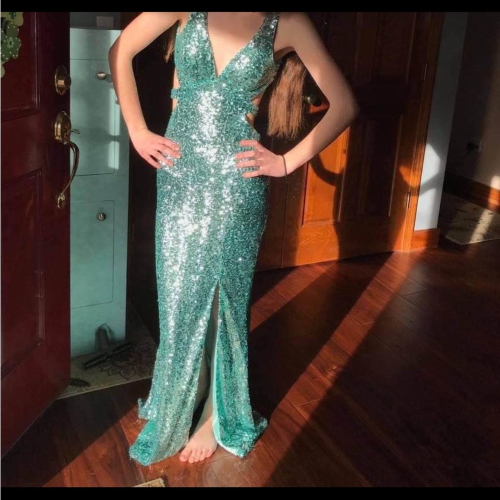 Teal prom dress